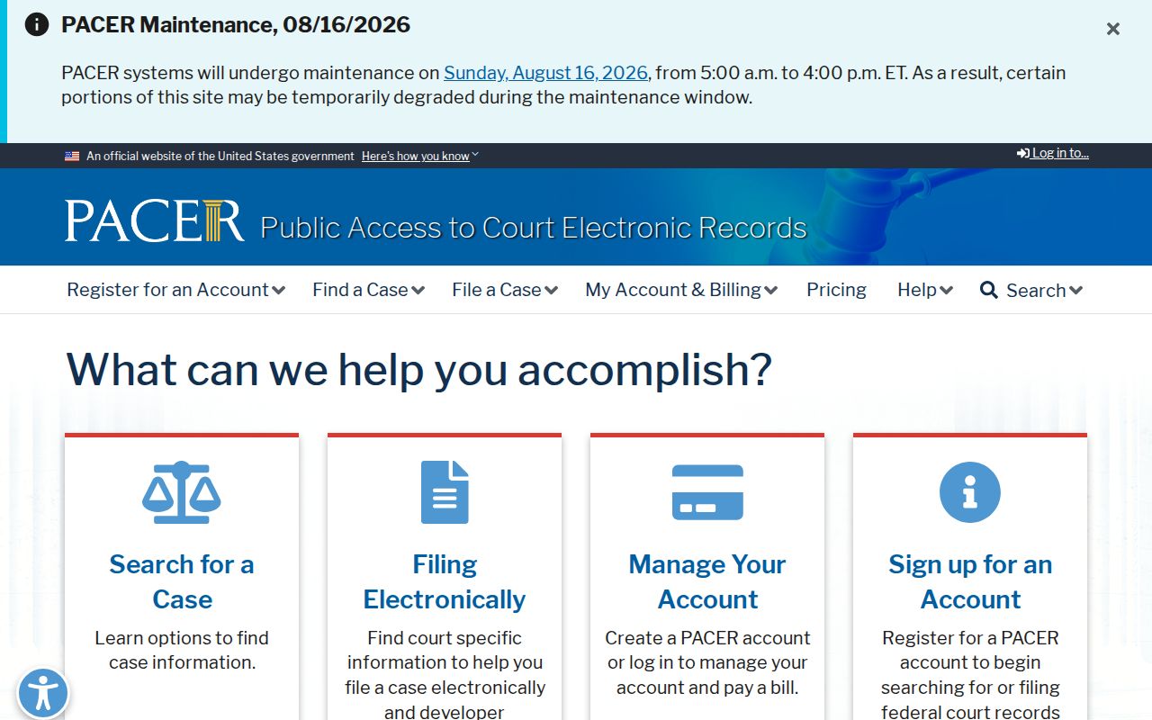 PACER access for federal criminal court cases involving Mingo County