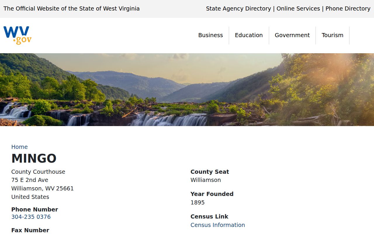 West Virginia profile for Mingo County criminal records contacts